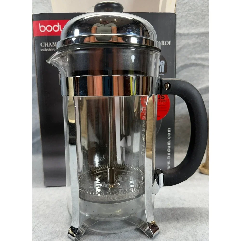 Bodum Chambord Double Wall French Press Coffee Maker 34oz 8 Cup Chrome 10573-16